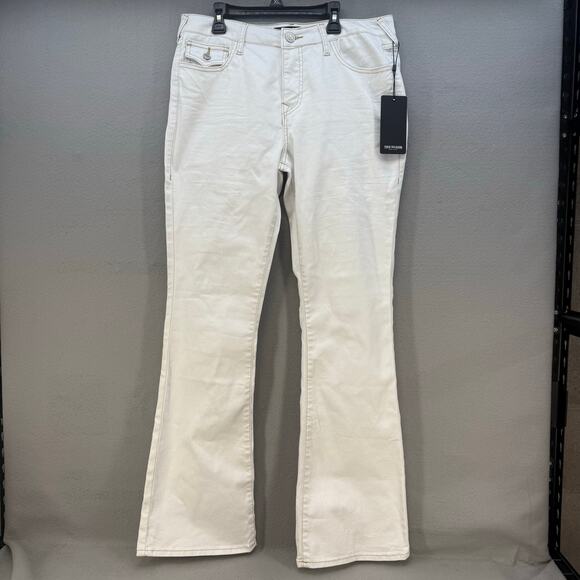 True Religion Jeans Women's 31 (12) Optic White Becca Mid Rise Bootcut Western - Picture 1 of 16